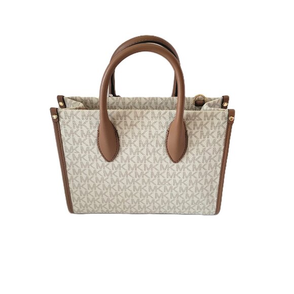 Michael Kors Mirella Small Shopper Top Zip Crossbody Handbag Vanilla MK Logo - Picture 4 of 7